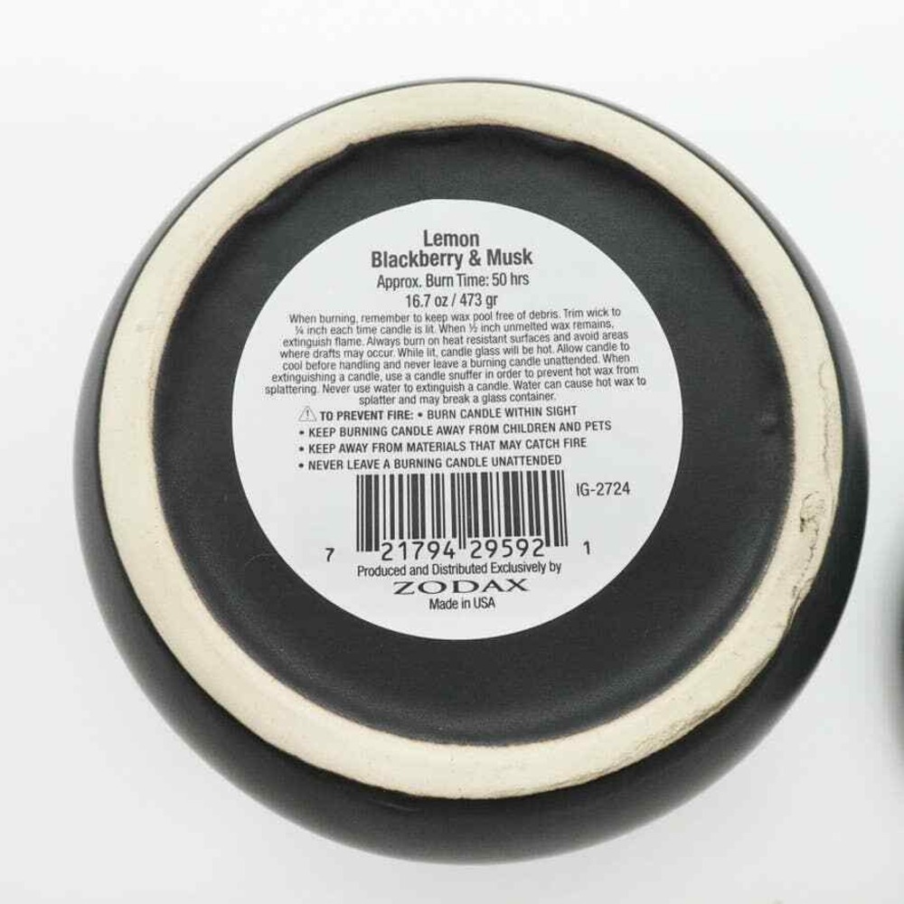 ZODAX Bodega Ceramic Candle Large Black Lemon Blackberry Musk 16.7oz 50hr NIB - Picture 9 of 11